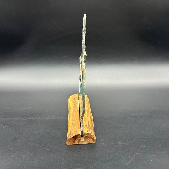 Vintage Stained Glass Goose Maiden Girl Wooden Display Cottagecore Country - Picture 4 of 12